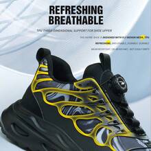 时尚旋转扣鞋男士防砸防刺穿工作鞋男士运动鞋安全防护靴男 - 黑色 - 查看 12