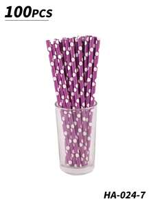 1 Packung mit 25/50/100 Stück Einweg-Papierstrohhalmen, mehrfarbiges Farbverlauf-Punktmuster, geeignet für Party, Restaurant, Desserts, Milchtee, Saft, DIY Dekorationen, Schulmaterial