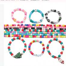 60pcs 6mm Soft Clay Square Beads Handmade Bracelet Necklace Jewelry DIY Accessory Material Kit, Colorful Beading Supplies