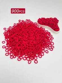 900pcs/Pack Women's Small Elastic Hair Ties, Red, Fashionable Simple Style, Stretchy & Soft, Suitable For Daily Use And Gift - Multicolor - View 4