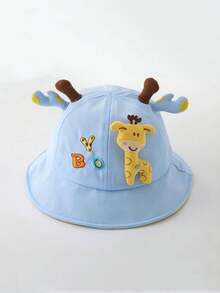 1 件婴儿可爱长颈鹿图案渔夫帽，适合男孩女孩婴幼儿防晒 - 米色 - 查看 3