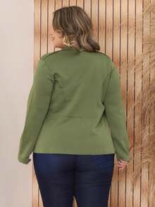 Women's Blazer Tailored Plus Size Cardigan Formal Long Sleeve Suit Elegant Double Collar Overcoat Modern Casual Fashion Fall/Winter Neoprene Simple Elegant Casual Party Sensual Fabric Contrast Waist V-Neck Evening Holiday Daily Birthday Party Formal & Evening Homecoming Bachelorette Party Travel Stage & Concert Tea Party Brunch Country Music Concert Airport Wear - 軍綠色 - 查看 3
