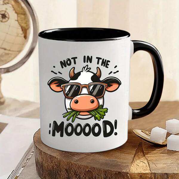 1 Pc Funny Cow "No More Bullish!" Coffee Mug - 11 Oz Premium Ceramic, Perfect Gift For Mom, Daughter, Friends And Sisters - Wide Mouth Easy To Clean, Microwave And Dishwasher Safe, Great For Outdoor Camping, Picnics, Travel, Back To School, Graduation, Christmas And Birthdays