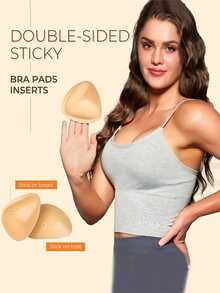 1pair Double-Sided Sticky Bra Inserts Adhesive Bra Pads Push Up Breast Enhancers Pads Reusable Padded Ultra Instant Lift Inserts - Multicolor - View 5