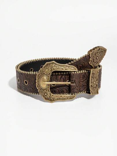 1 Adet Kadın Vintage Kabartmalı Batı Tokalı Kot Kemer, Müzik Festivali Kıyafet Dekorasyonu Yaz, Okul Sonbahar, Sonbahar ve Cadılar Bayramı İçin Uygundur