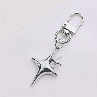 1pc Y2K Star Decoration Keychain, Metal Keyring For Backpack, Car, Charm Earphone Accessories, Women's Keychain Charm Gift Souvenir Car Accessories Bag Charm School Letter Cute Goth