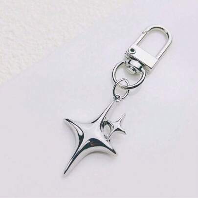 1pc Y2K Star Decoration Keychain, Metal Keyring For Backpack, Car, Charm Earphone Accessories, Women's Keychain Charm Gift Souvenir Car Accessories Bag Charm School Letter Cute Goth Gifts For Mother, Father, Graduation, And Teacher
