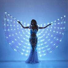 LED Butterfly Wing Cloak, Suitable For Celebration, Party, Easter, Wedding, Performance, Nightclub, Stage Show, Modeling, Comes With Wand, 3 AA Battery Powered, Fits Adult Size 59-68 Inches, Teens Size 43-55 Inches