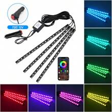 Wisciton Strisce di luci a LED per interni dell'auto, ambiente luci ambientali da 36, 48 o 72 LED, RGB, decorative, con connettore USB e sigaretta, luci per l'ambiente interno dell'auto