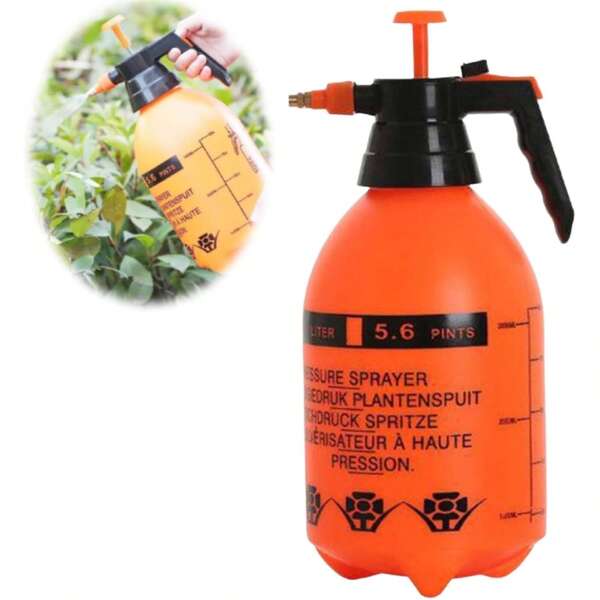 Pulverizador de jardín de mano con botella a presión de 2L/3L, boquilla ajustable de latón, gran capacidad para agua, flores, plantas, césped y lavado doméstico