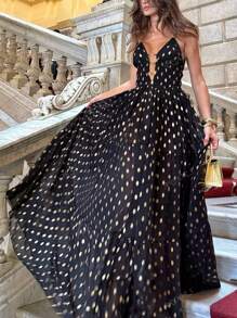Mono de una pieza sin mangas con estampado de lunares, vestido de verano sexy