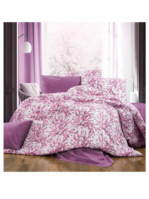 3-teiliges Türkisch Baumwoll-Bettdecken Set für Doppelbett, Ganzjährig, Weich und Gemütlich, 1 Stück 200*220 cm Bettbezug, 2 Stücke 50*70 cm Kissenbezüge