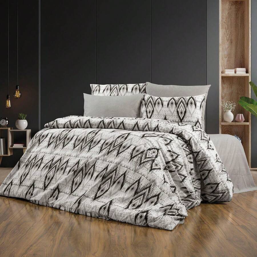 [Hergestellt in der Türkei] Weiche Baumwollmischung 3/4 Stücke Bettwäsche-Set | 160*220 / 220*240 Bettbezug + 180*240 / 240*260 Spannbetttuch + 50*70 Kissenbezug(e) | Minimalistisches & gemütliches Design