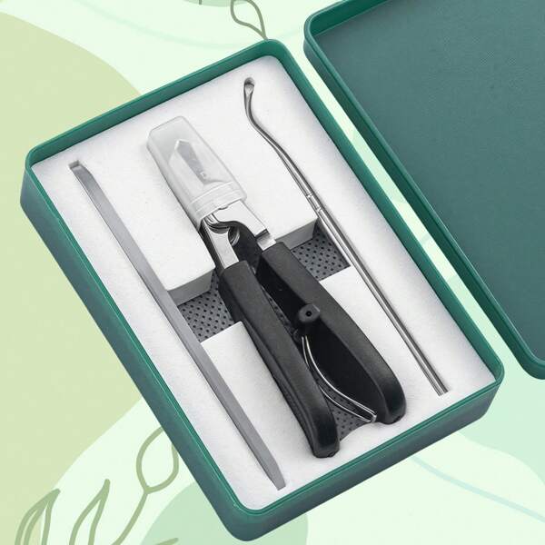 Set di tagliunghie di lusso per uomo e donna - 3 pezzi, kit professionale anti-schizzi, tagliaunghie per unghie dei piedi e delle mani con elegante scatola regalo, perfetto per la cura personale in viaggio e a casa