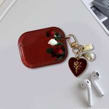 Wine Red Rose/Golden Rose Protective Case Compatible With Apple Bluetooth Earphones, Anti-Scratch And Drop Protection Cover - Burgundy - View 8