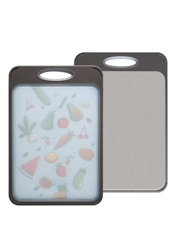 1pc 304 Stainless Steel & PP Plastic Double-Sided Chopping Board, Thickened Cutting Board For Kitchen, Fruit, Outdoor Cooking