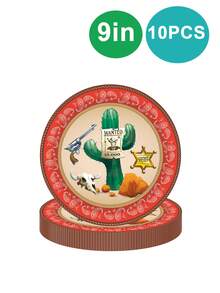 10pcs Cowboy Western Paper Tray, Cool Cowboy Dinner Paper Tray, Suitable For Western Cowboy Theme Party, Birthday Party, - Multicolor - View 4