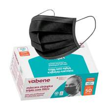 Máscara Descartável Tripla c/Elástico - Vabene - Preto - Visão 1
