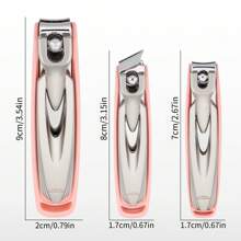 1pc Hollow Stainless Steel Nail Clipper With Anti-Splash Function And Nail Debris Collection Design, Available In 3 Sizes And Colors, Home Manicure Tool