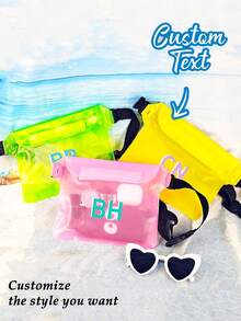 定制防水手机袋，带腰带，沙滩配件，适用于划船、游泳、浮潜、皮划艇、海滩、泳池、水上乐园、旅行收纳袋、小型行李配件、邮轮必备旅行包、迷你便携旅行整理包、便携式度假收纳袋 - 彩色 - 查看 1