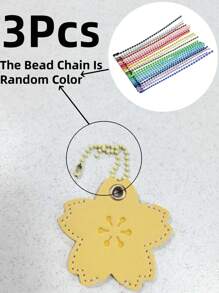 1/3Pcs Flower Keychain Holder - Cute Cartoon Card Case For Women, Mini PU Leather Key Organizer With Chain, Cute Accessory For Girls