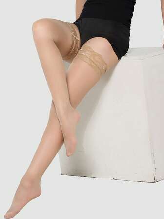 1/2 par damer i spets, överknästrumpor, lämpliga för vardagsbruk, fester, föreställningar, presenter, mysiga strumpor