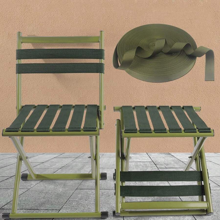 Folding Camping Stool - Outside Folding Chairs, Portable Metal Foldable Bench | Folding Outdoor Furniture Patio Dining Chairs With Metal Frame, Stackable Metal Bench For Camping, Fishing, Hiking. - gree - View 1