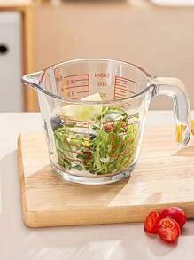 Stylish And Simple Glass Measuring Cup With Scale And Handle, Thickened, Heat-Resistant, Suitable For Baking, Cooking And Kitchen Use - Precise Measurement, Allowing You To Perfectly Grasp The Required Amount And Make Delicious Food. Precise Component Preparation; Measurement Marking; Heat-Resistant Glass