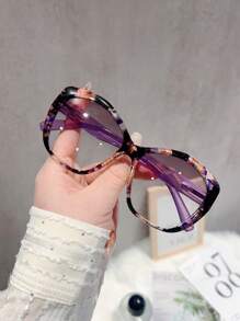 1pc Oversized European And American Style Cat Eye Glasses Frame, Personalized Non-Prescription Glasses Fashion Eyewear For Street Style