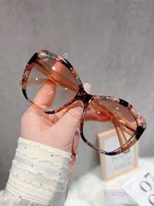 1pc Oversized European And American Style Cat Eye Glasses Frame, Personalized Non-Prescription Glasses Fashion Eyewear For Street Style