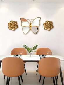 Zestaw dekoracyjnych luster ściennych w stylu vintage z motylami, szklane ozdoby wiszące do akcentów ściennych w salonie - eleganckie dekoracyjne motyle, nie wymagają prądu, idealne na okazje ogólne