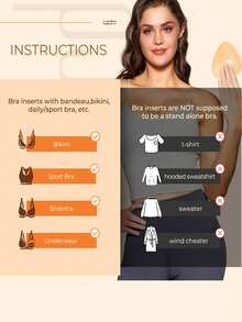 1pair Double-Sided Sticky Bra Inserts Adhesive Bra Pads Push Up Breast Enhancers Pads Reusable Padded Ultra Instant Lift Inserts - Multicolor - View 8