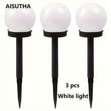 AISUTHA 3 LED Solar Courtyard Light Balls, Designed For Outdoor Use In Gardens With Ground Plugs, No Need For Wires, Easy To Use, Automatically Charging In Sunlight, And Lighting Up At Night (With Warm And White Light) - Multicolor - View 13