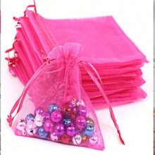 50pcs Colorful Gift Bags, Organza Wedding Favors Candy Bags, Gift Wrap Candy Bags, Tableware Packaging Bags, Holiday & Party Packaging Supplies, Home Decor, Outdoor Storage Bags, Wedding & Party Gift Packaging Supplies, Holiday Events & Party Gift Packaging Bags