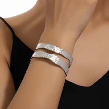 1pc Fashionable Minimalist Metallic Sea Star Linked Adjustable Bangle Bracelet For Women