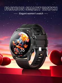 1 Pc Unisex Comfortable Silicone Band Smart Watch With Wireless Call, Step Counter, Calorie Tracking, Multiple Sports Modes, Remote Camera Control, Music Playback, Alarm, And Notification Features. 180mAh Li-Ion Battery, 1.5" HD Round Full Touch Screen, Compatible With Android And IOS Smartphones