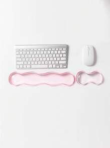 1 Set Crystal Clear Wave Shape Wrist Rest Pad For Mouse Pad, Keyboard Palm Rest, Wrist Support Cushion - Cool & Comfortable
