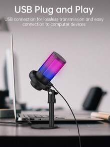 ميكروفون ضغطي RGB Esports لألعاب الكمبيوتر مزود بقابس USB