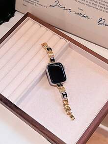 夏季新款表带，兼容 38/40/41/42/44/45/46/49 毫米表盘，兼容 Ultra/S10/9/8/7/6/5/4/3/2/1 - 黑金 - 查看 5