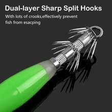 5 Packs Glow-In-The-Dark Squid Jigs - UV Reactive Octopus Lures With Multi-Tentacle Hooks For Night Fishing | Saltwater Flashing Lures For Calamari, Cuttlefish & Deep Sea Angling