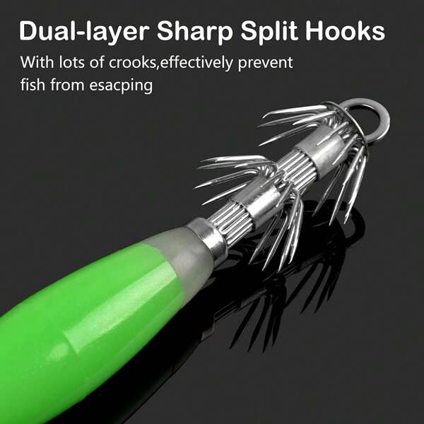 5 Packs Glow-In-The-Dark Squid Jigs - UV Reactive Octopus Lures With Multi-Tentacle Hooks For Night Fishing | Saltwater Flashing Lures For Calamari, Cuttlefish & Deep Sea Angling