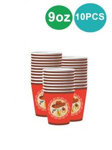 10pcs Cowboy Western Paper Tray, Cool Cowboy Dinner Paper Tray, Suitable For Western Cowboy Theme Party, Birthday Party, - Multicolor - View 5