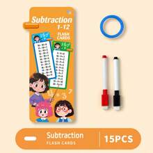 1pc (15 Sheets) Reusable Arithmetic Game Cards With Addition, Subtraction, Multiplication And Division, Interesting Card Game