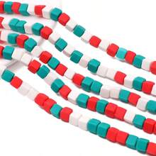 60pcs 6mm Soft Clay Square Beads Handmade Bracelet Necklace Jewelry DIY Accessory Material Kit, Colorful Beading Supplies