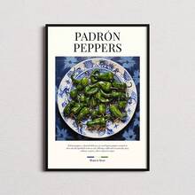 1 幅墙面艺术海报（可选框架）现代 Biscotti Caldo Verde 烤宽面 Ristretto Patatas Bravas 传统食物帆布画印刷品墙绘房间厨房装饰，适用于住宅和宿舍墙壁、客厅和酒吧装饰、餐厅或浴室、房间装饰，高品质无框架，室内/室外帆布艺术，无框 - 彩色 - 查看 37