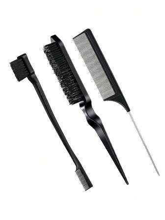 3/5 件套黑色美发尖尾梳双头梳眉刷化妆美发工具套装