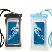 1pc Waterproof Phone Case, Touchscreen Dry Bag For Swimming, Beach, Boating, Transparent Thick Plastic Cover With Neck Strap