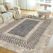 New Large Area Rug, Personalized Grey Geometric Pattern, Modern Minimalist Style, Made Of High-Density Knit With Slip-Resistant, Fade-Resistant, And Abrasion-Resistant Surface. The Bottom Features Anti-Slip Particles For Enhanced Friction. - Multicolor - View 15