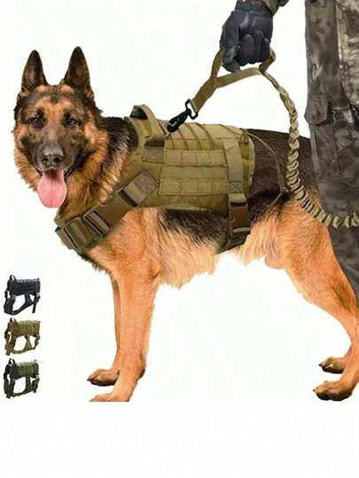 Tactical Dog Harness Leash Collar For Medium Large Dogs Military Pet Vest Adjustable Harnesses For Training Walking