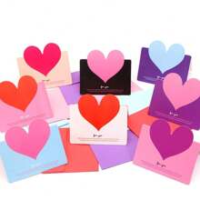 5/25/50 pezzi Biglietti d'auguri a forma di cuore per San Valentino, carte colorate essenziali e pieghevoli per anniversari, matrimoni, compleanni, festa della mamma, festa del papà e lauree